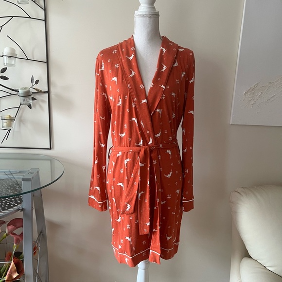 Cosabella Sahara Ski Trip Print Cozy Pima Cotton Blend Robe Size Large NWT - Picture 6 of 12